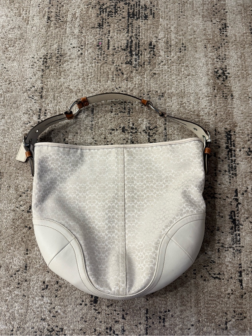 Coach Cream Signature Hobo Bag